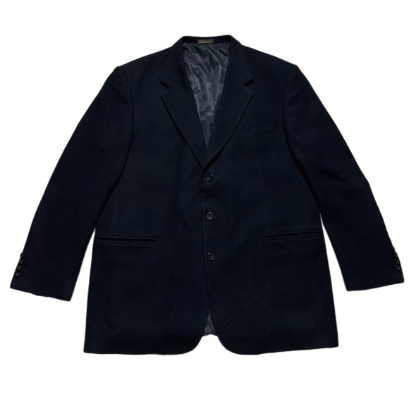 VTG Oscar De La Renta Men’s Wool  Cashmere Black Sports Coat Blazer 48L - Picture 1 of 8